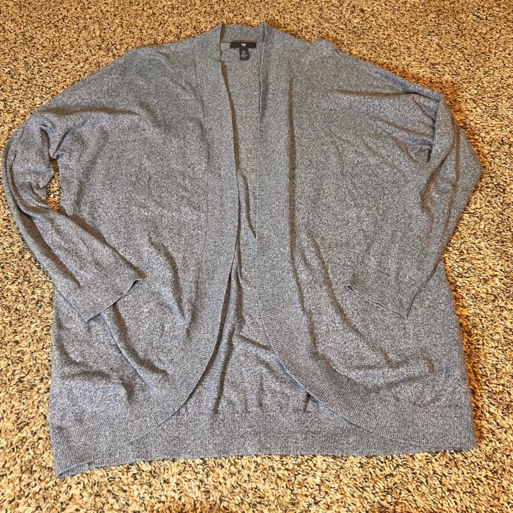 Gap Women‎ XL Gray Marled Open Front Cardigan Sweater Cotton